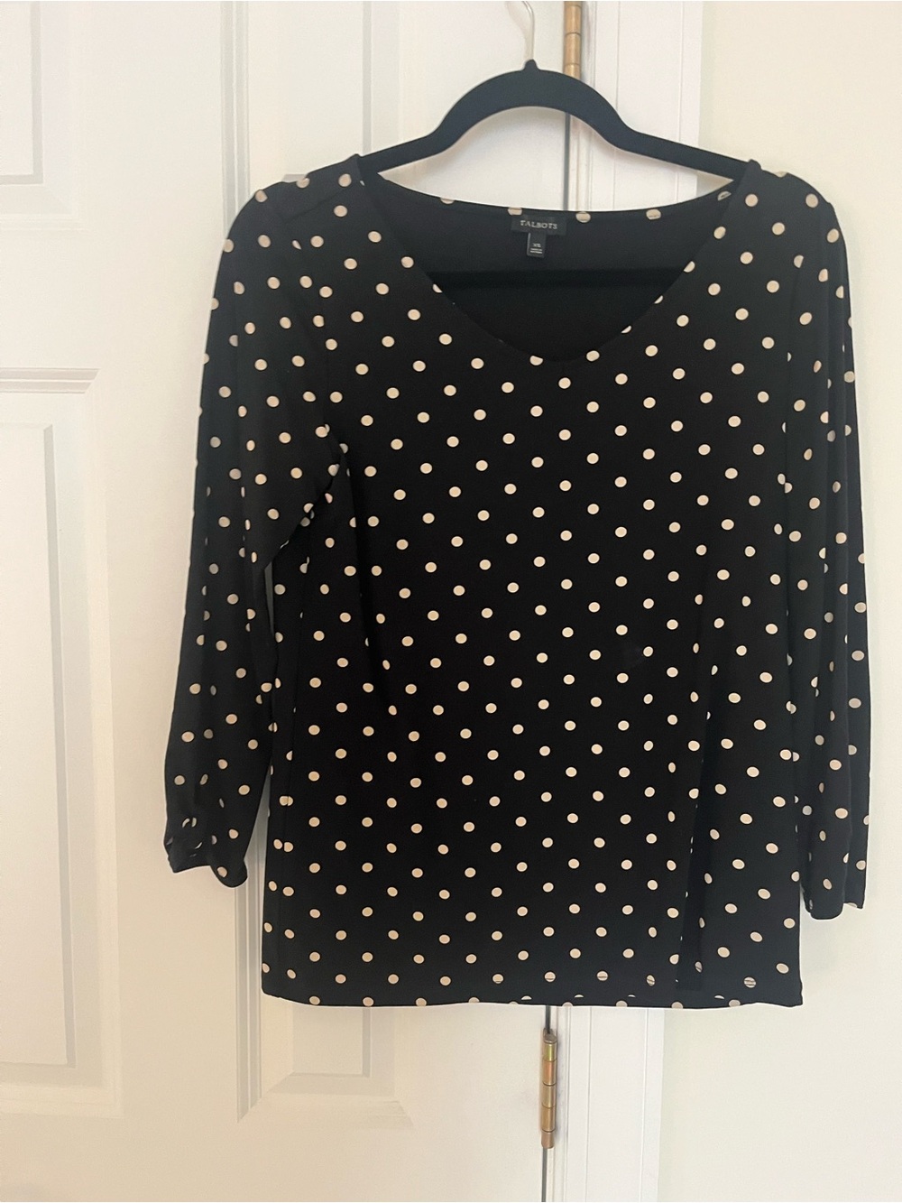Long Sleeve Black Polka Dot BlouseDress